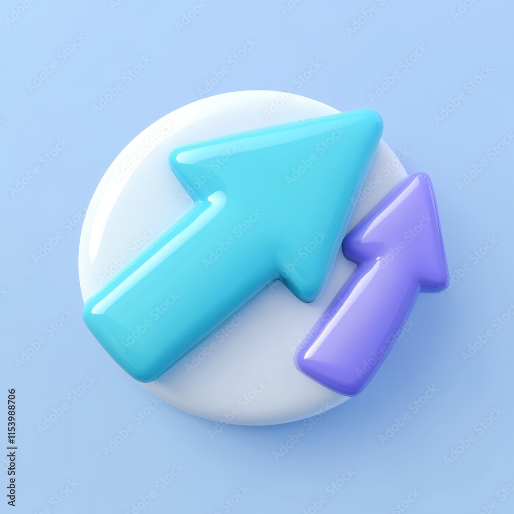 The image features two 3D arrows pointing upwards in different colors, set against a light blue background. The image features two 3D arrows pointing upwards in different colors, set against a light blue background.
