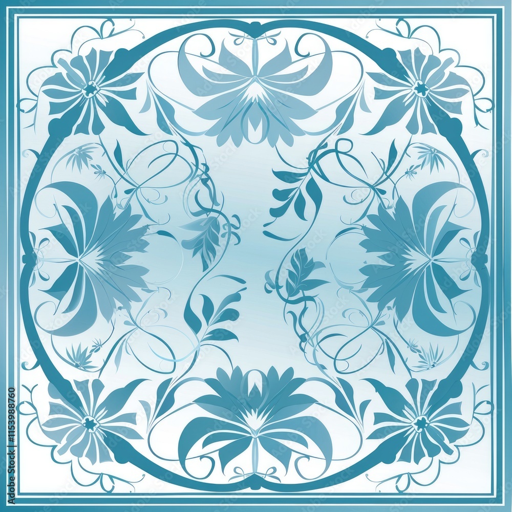 A decorative floral pattern in shades of blue, suitable for backgrounds or design elements. A decorative floral pattern in shades of blue, suitable for backgrounds or design elements.