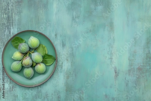 Fresh Figs on a Teal Plate: A Vibrant Display of Summer's Bounty photo