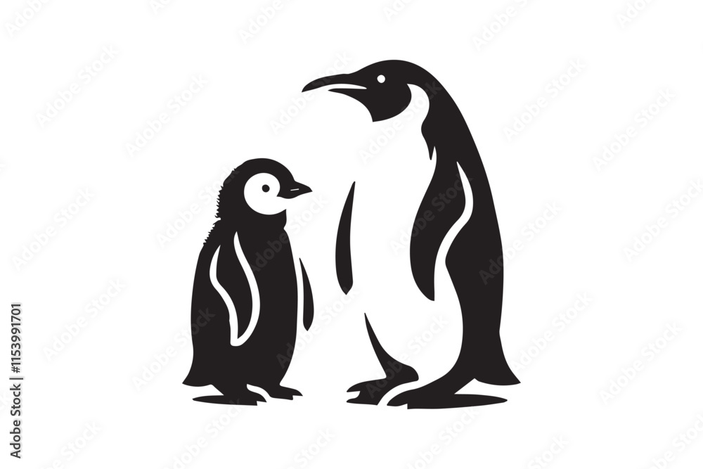 Obraz premium simple black an white penguin vector silhouette isolated on a white background