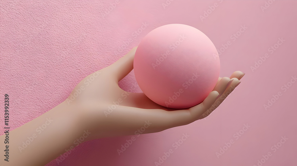 Pink Sphere in Hand 3D Illustration Pink Sphere in Hand 3D Illustration