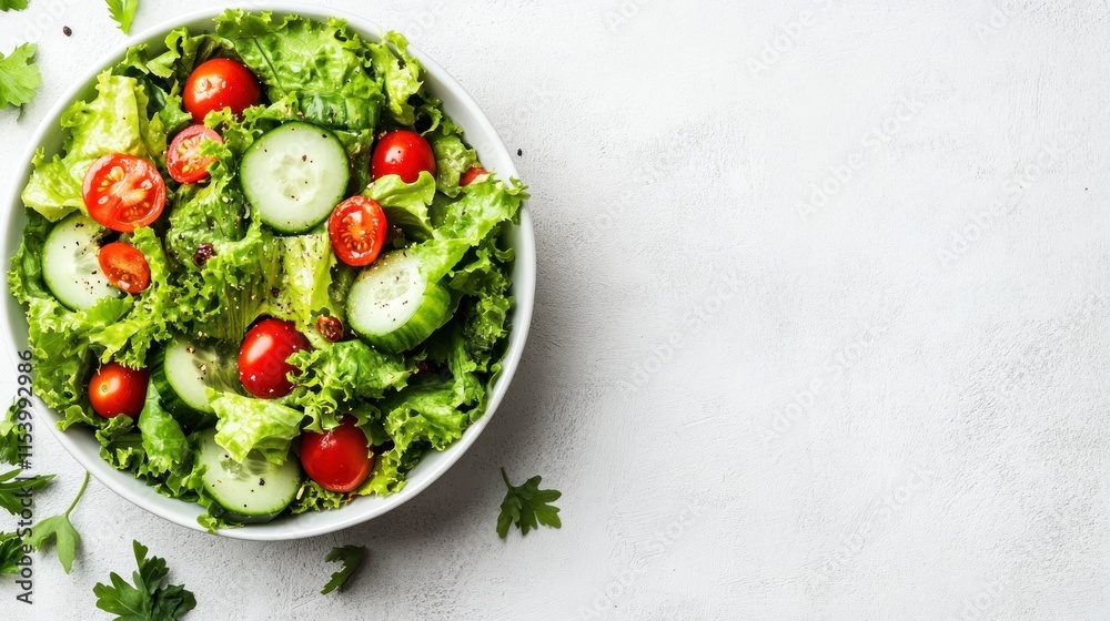 Fresh green salad with cherry tomatoes and cucumber in a bowl. Fresh green salad with cherry tomatoes and cucumber in a bowl.