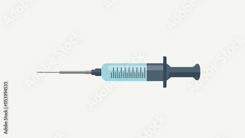 Detailed Medical Syringe with Measurement Markings Illustration