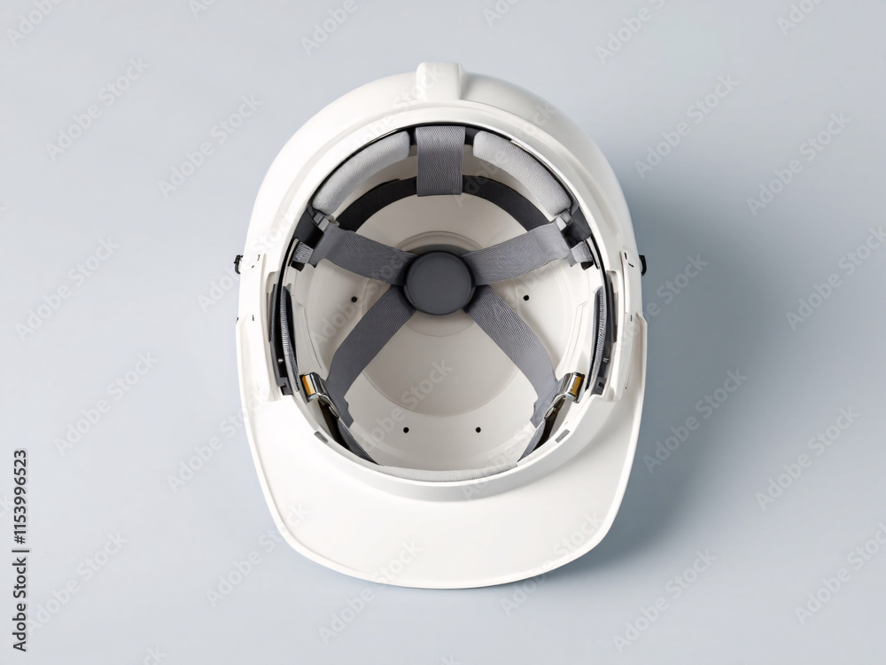 White hard hat for construction site safety. White hard hat for construction site safety.