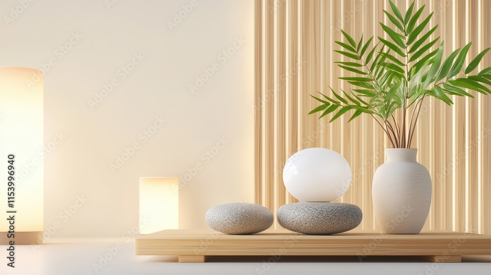 Obraz premium A calming Shiatsu therapy session with natural decor, focusing on holistic healing and balance for wellness.