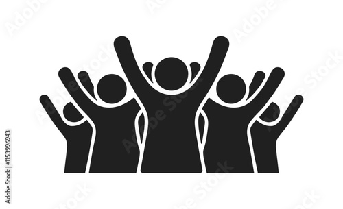 Victory team group solid icon on white background. Containing participants, group, team, organization, community, population, audience, member. Vector illustration
