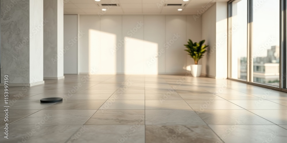 Fototapeta premium Sunlit Modern Interior with Minimalist Design and Clean Lines