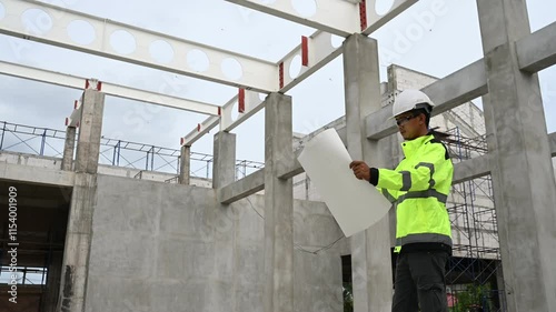 Wallpaper Mural Asian engineer working at site of a large building project,Thailand people,Work overtime at construction site,Team of engineer discus at site Torontodigital.ca