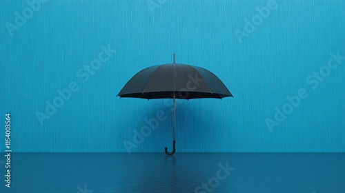Wallpaper Mural A sleek black umbrella stands elegantly against a vibrant blue background, symbolizing protection and resilience. Perfect for various lifestyle themes and weather-related concepts. Torontodigital.ca