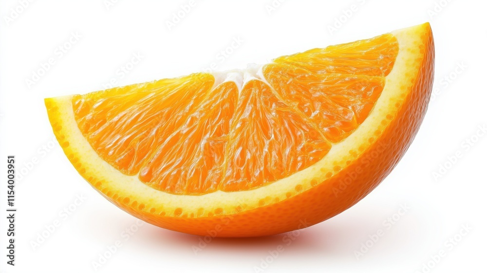Close Up of a Vibrant Orange Slice on White Background Close Up of a Vibrant Orange Slice on White Background