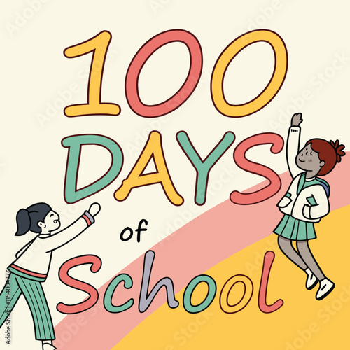 100 days of School 2D Illustration: Creative Graphic Design Ideas for the New School Year"