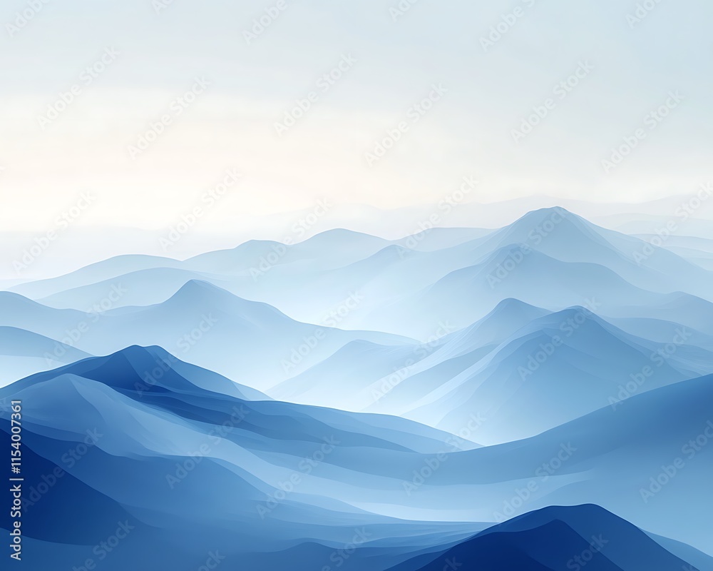 Fototapeta premium Gentle layers of blue and white gradients forming a stylized representation of the sky.