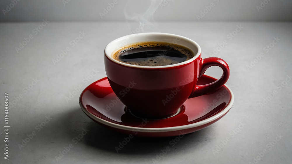 Red cup with coffee on black table, closeup Red cup with coffee on black table, closeup