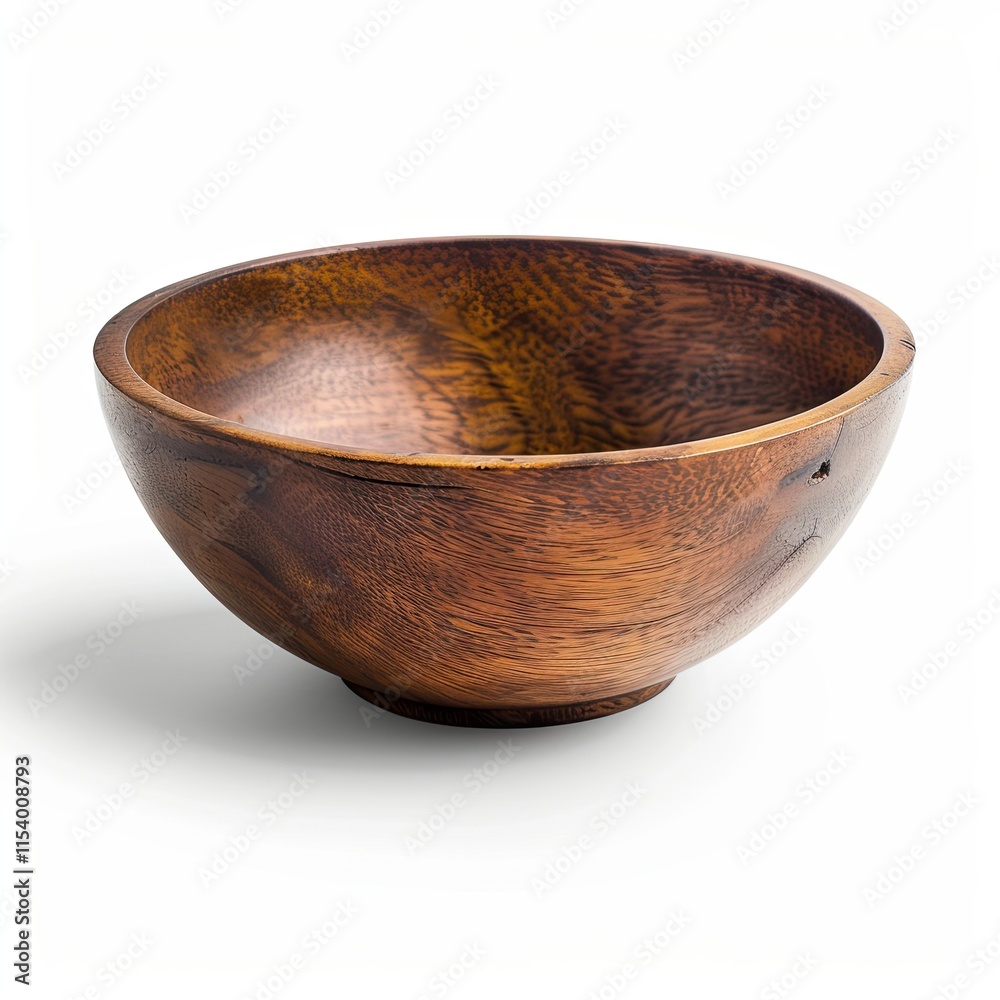 A beautifully crafted wooden bowl with a smooth finish and rich grain patterns. isolated on white background A beautifully crafted wooden bowl with a smooth finish and rich grain patterns. isolated on white background