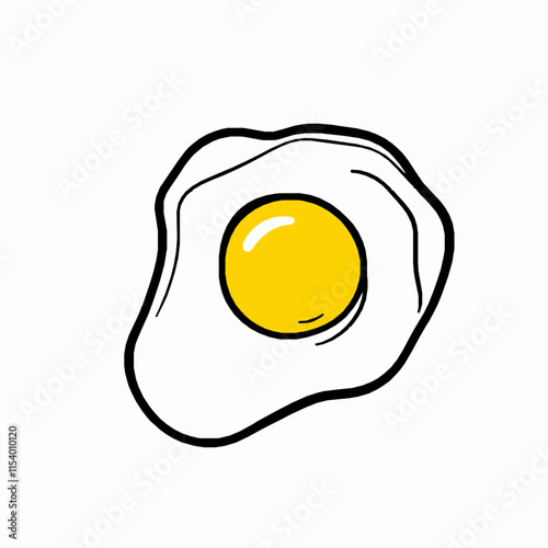 fried egg outline vector illustration with sunny-side-up yolk