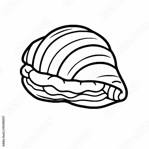 croissant outline vector illustration with flaky layers