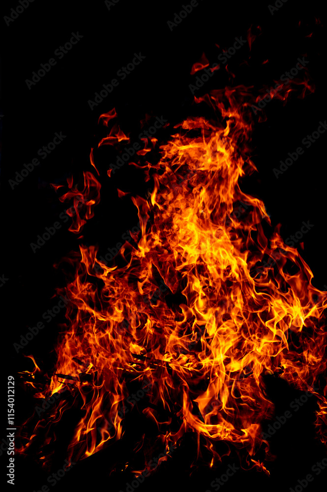 yellow Fire flame isolated on background