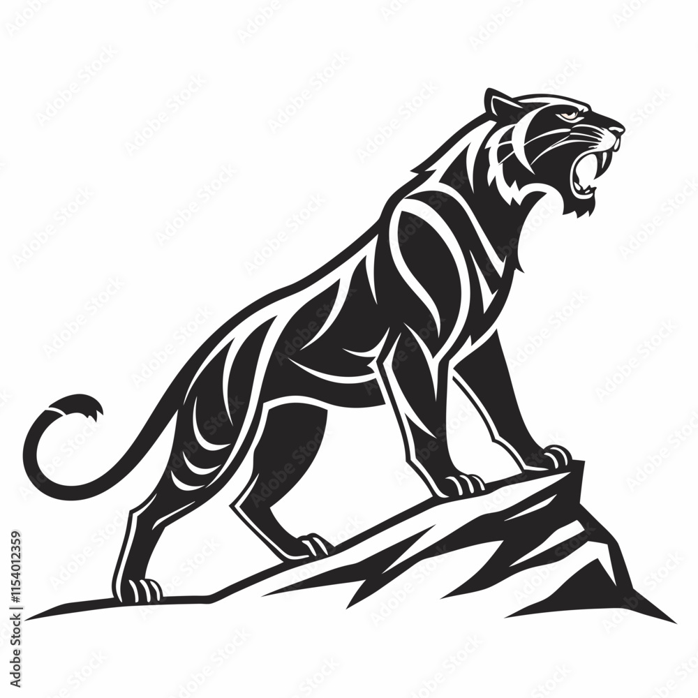 Obraz premium Tiger vector silhouette black design white background