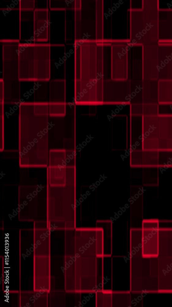Rote durchscheinende Quadrate überlappen sich auf einem dunklen Hintergrund. Geeignet für abstrakte Hintergründe, geometrische Designs, moderne Konzepte, digitale Kunstprojekte.
