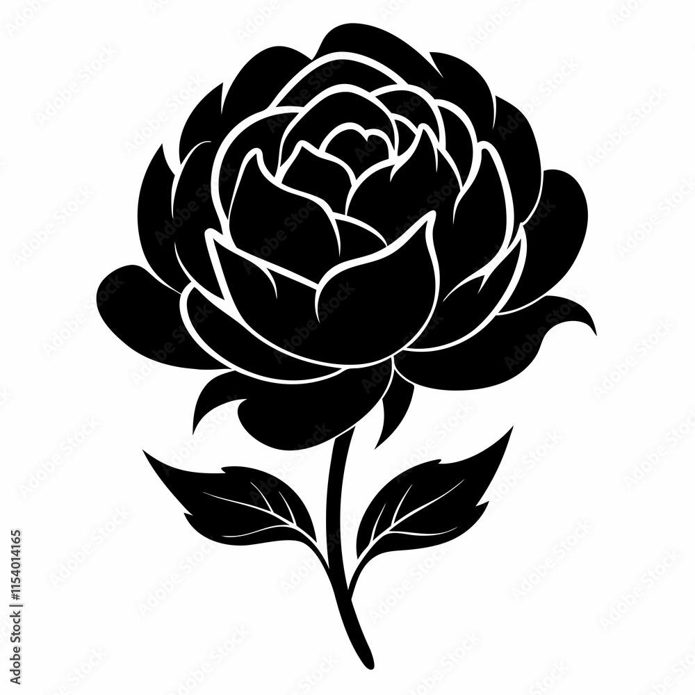 Peony Perfection black silhouette vector Peony Perfection black silhouette vector