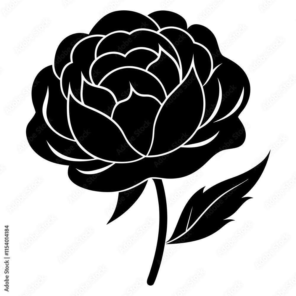 Peony Perfection black silhouette vector Peony Perfection black silhouette vector