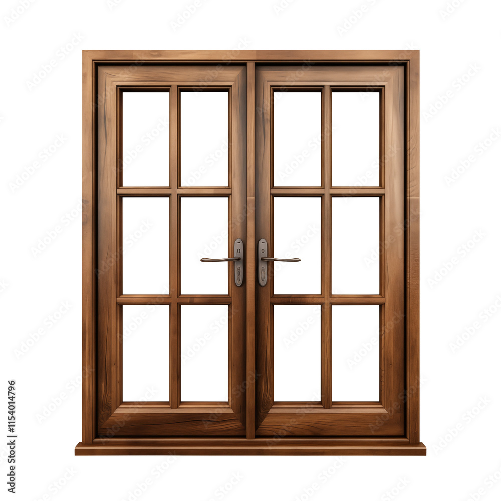 wooden window isolated on transparent background, Clipping Path wooden window isolated on transparent background, Clipping Path