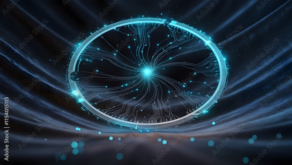 Creative digital tech circle on dark background. Big data and technology concept. Creative digital tech circle on dark background. Big data and technology concept.