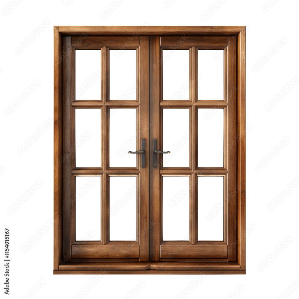 wooden window isolated on transparent background, Clipping Path wooden window isolated on transparent background, Clipping Path