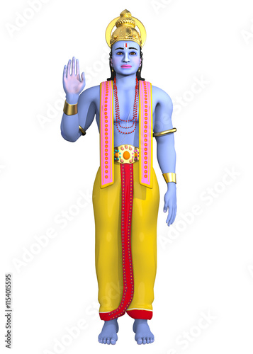3D illustration of lord Vishnu or Krishna with transparent background