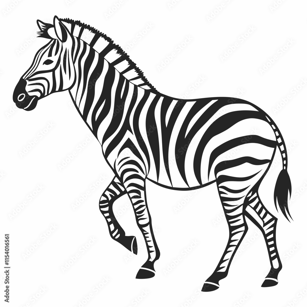 Obraz premium Zebra vector silhouette black design white background
