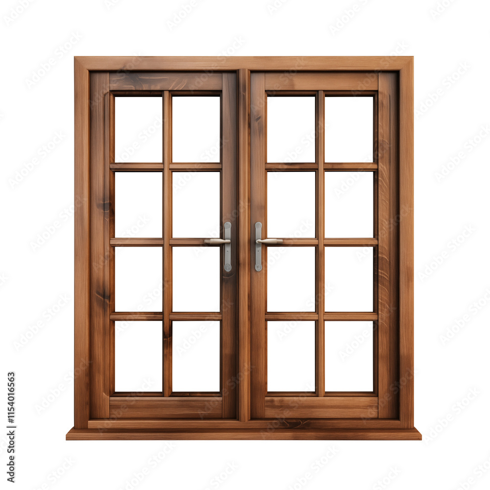 wooden window isolated on transparent background, Clipping Path wooden window isolated on transparent background, Clipping Path