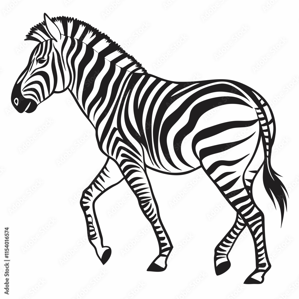 Obraz premium Zebra vector silhouette black design white background
