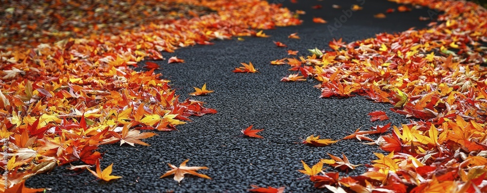 Cycling long distances builds strength and resilience, with dark paths adorned by brilliant autumn foliage.