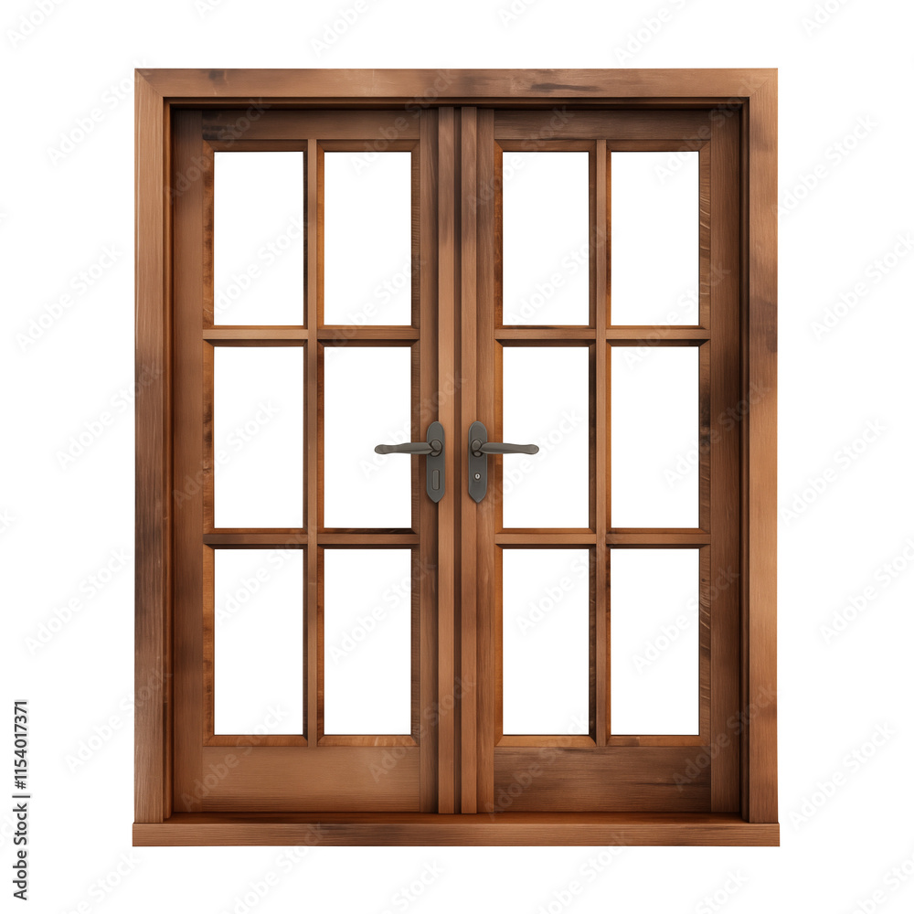 wooden window isolated on transparent background, Clipping Path wooden window isolated on transparent background, Clipping Path