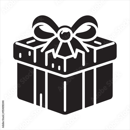 Gift box silhouette vector. Gift box icon. Birthday gift box silhouette illustration