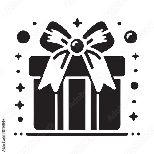 Gift box silhouette vector. Gift box icon. Birthday gift box silhouette illustration