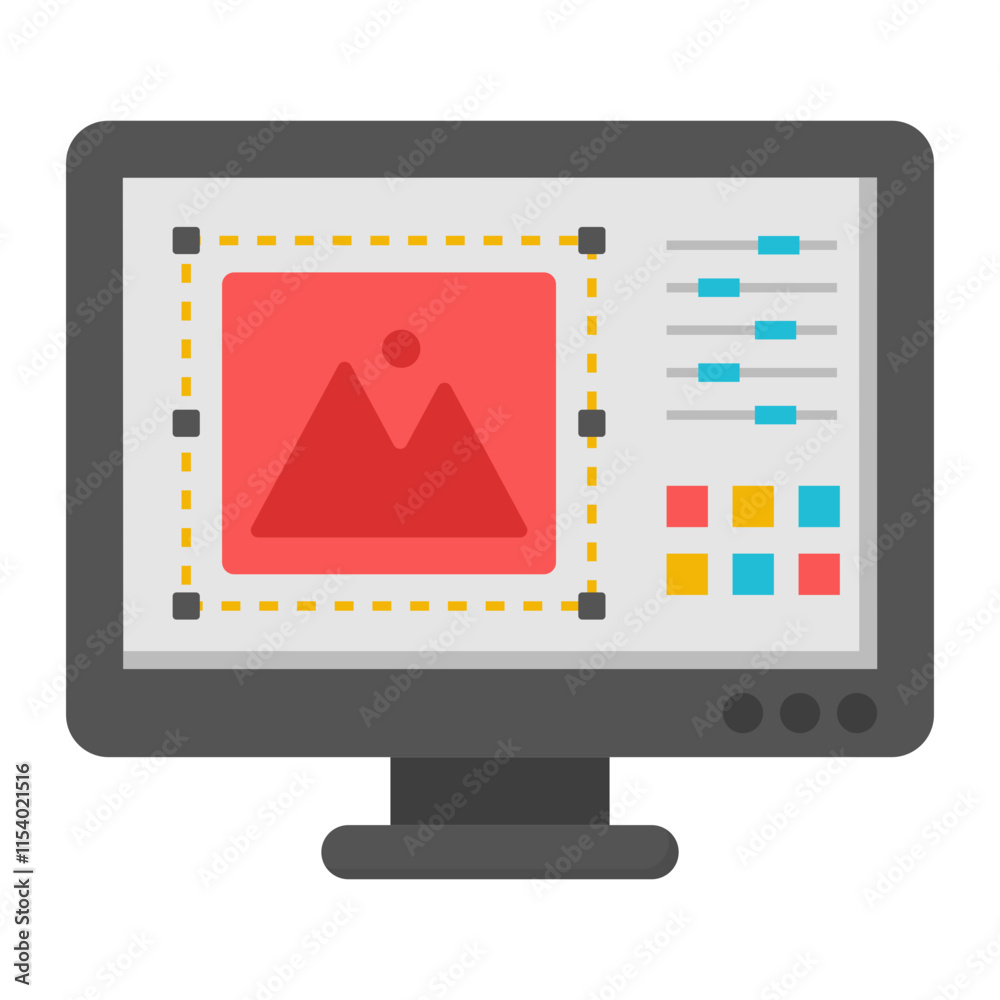 Conceptual flat design icon of online landscape Conceptual flat design icon of online landscape