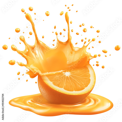 Bright Orange Splash PNG Graphic Ideal for Juice and Beverage Promotions
