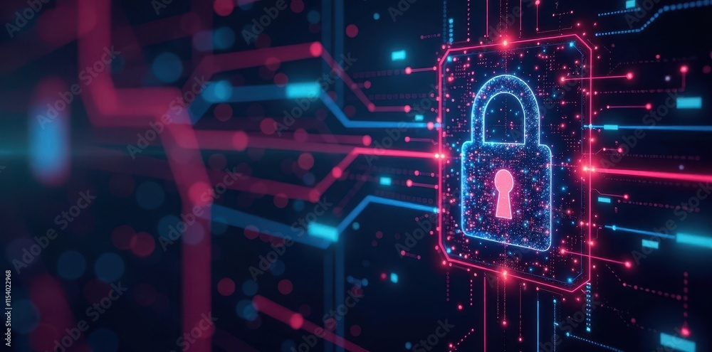 Obraz premium Abstract digital locks shield IoT data streams , technology, online security