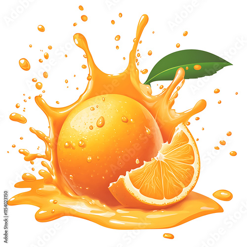 Realistic Orange Splash PNG with Transparent Background for Creative Designs