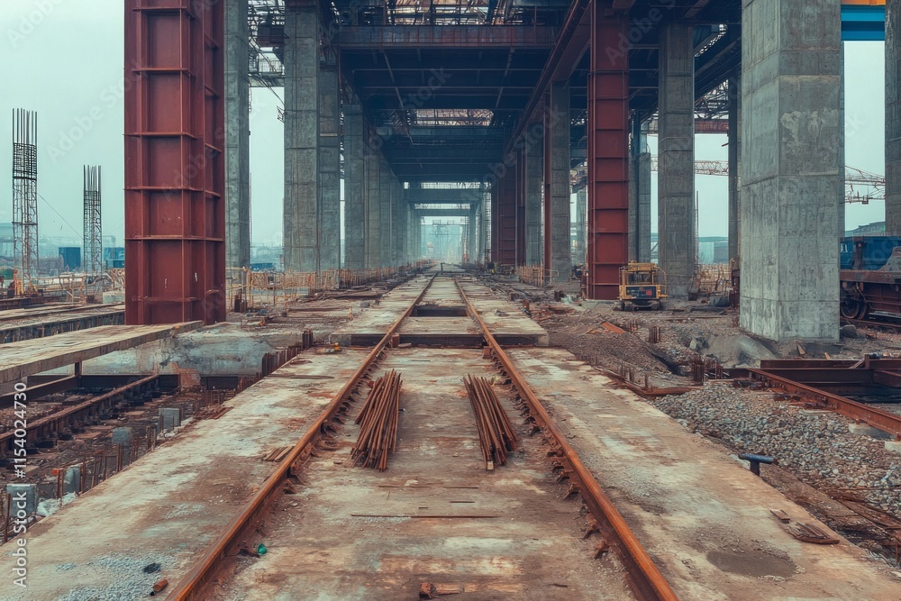 A Majestic Railway Construction Underway; A Concrete Marvel in Progress A Majestic Railway Construction Underway; A Concrete Marvel in Progress