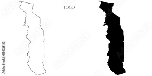 Togo Blank Map, Togo Map Outline Vector Images