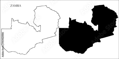 Zambia Blank Map, Zambia Map Outline Vector Images