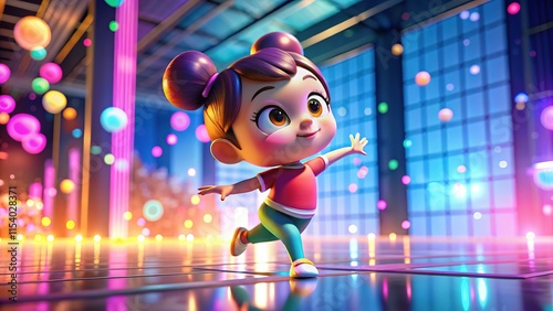 Charming cartoon characters dance to a beat in stunning 4K architecture.