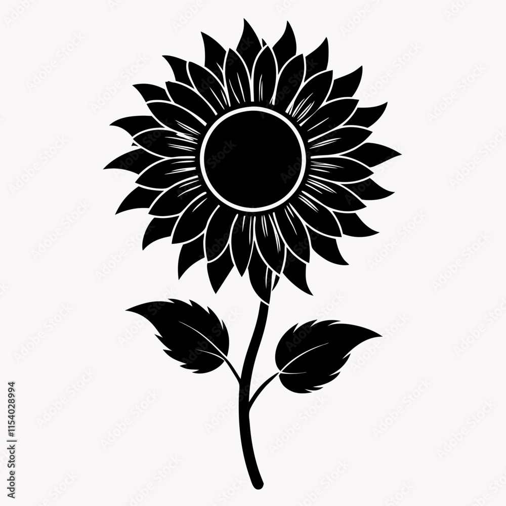 Fototapeta premium Sunflower Shine black silhouette vector