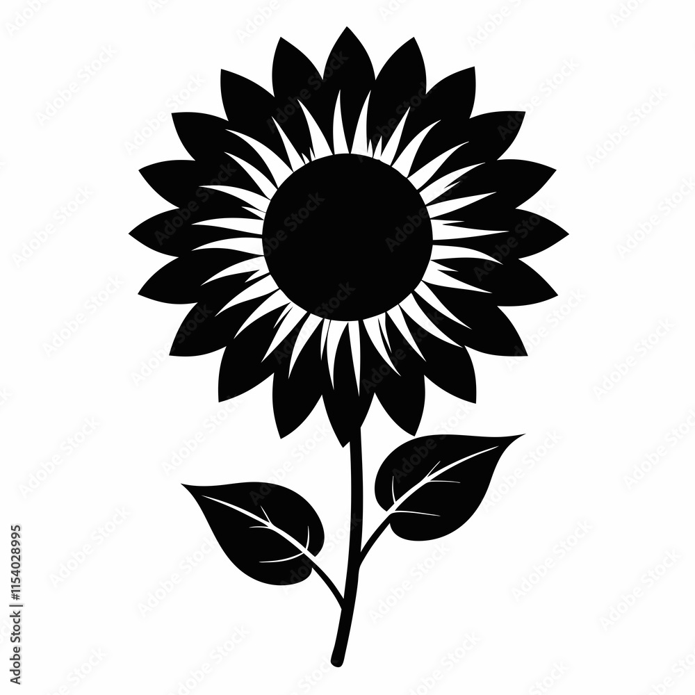 Fototapeta premium Sunflower Shine black silhouette vector