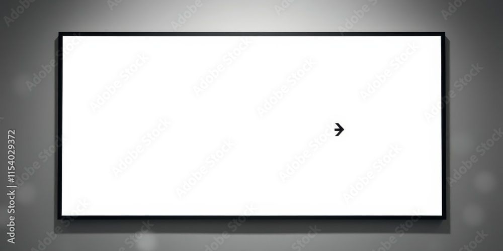 Blank Rectangular Display on Gray Wall with Right Arrow Blank Rectangular Display on Gray Wall with Right Arrow