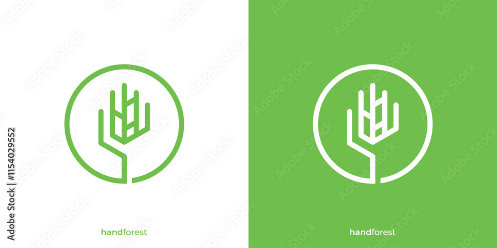 Simple Hand Forest Logo. Hand and Tree Branch Icon Graphic. Hand Tree Logo Design Template. Simple Hand Forest Logo. Hand and Tree Branch Icon Graphic. Hand Tree Logo Design Template.