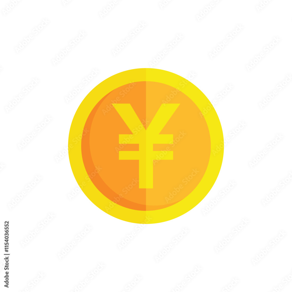 Japanese yen coin flat vector design isolated on white background Japanese yen coin flat vector design isolated on white background