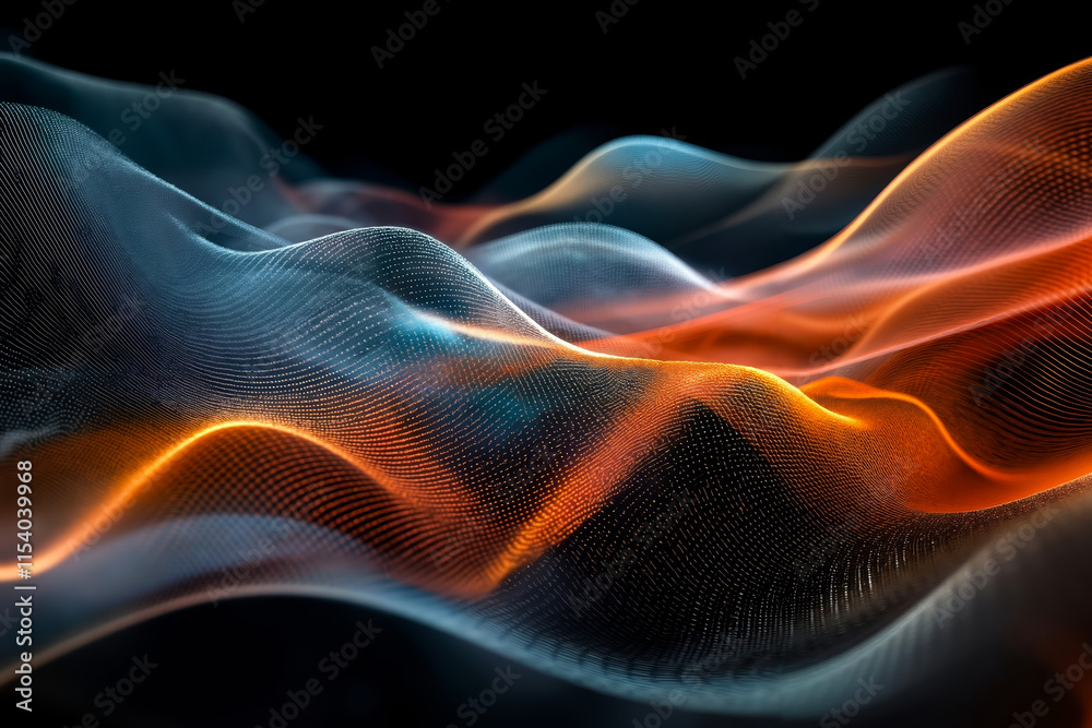 Fototapeta premium A close up of a black background with orange and blue waves
